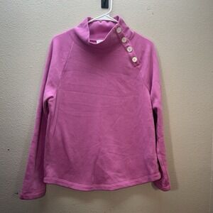 J Crew Womens M Super Soft Mock Neck Collar Sweater Fleece Lined Top Pink Preppy